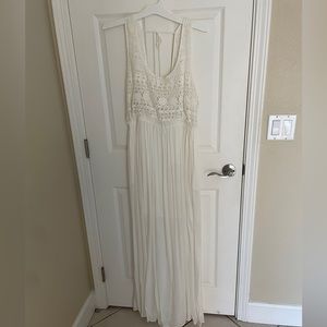 Cream maxi dress with knitted top